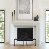 Mercana Clarissa 22.0L x 16.0W x 16.75H Black Leather Woven Seat W/ Gold Metal Frame Stool