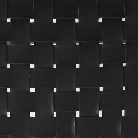 Mercana Clarissa 22.0L x 16.0W x 16.75H Black Leather Woven Seat W/ Gold Metal Frame Stool