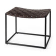 Mercana Clarissa 22.0L x 16.0W x 16.5H Brown Leather Woven Seat W/ Black Metal Frame Stool