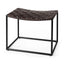 Mercana Clarissa 22.0L x 16.0W x 16.5H Brown Leather Woven Seat W/ Black Metal Frame Stool