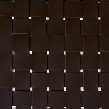 Mercana Clarissa 22.0L x 16.0W x 16.5H Brown Leather Woven Seat W/ Black Metal Frame Stool