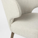 Mercana Niles 22.5L x 24.0W x 32.0H Cream Fabric Seat W/ Medium Brown Wooden Legs Wingback Dining Chair