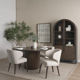 Mercana Niles 22.5L x 24.0W x 32.0H Cream Fabric Seat W/ Dark Brown Wooden Legs Wingback Dining Chair