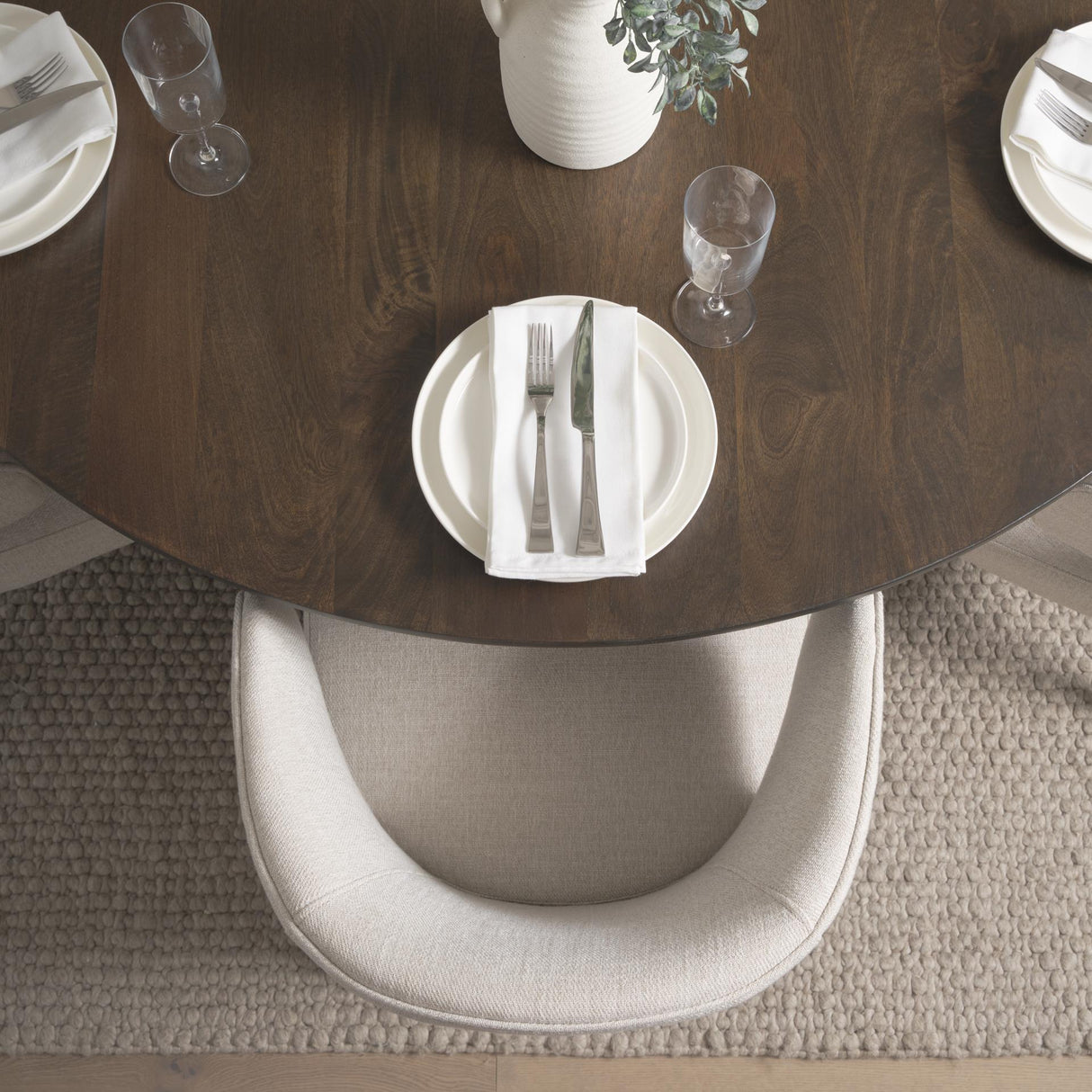 Mercana Niles 22.5L x 24.0W x 32.0H Cream Fabric Seat W/ Dark Brown Wooden Legs Wingback Dining Chair
