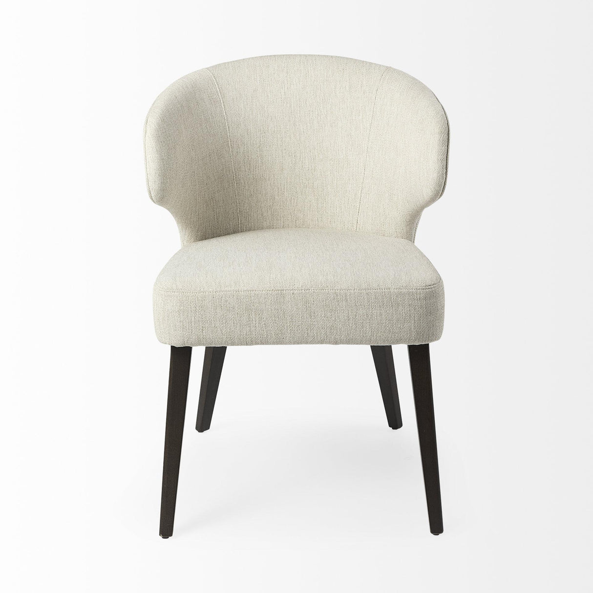 Mercana Niles 22.5L x 24.0W x 32.0H Cream Fabric Seat W/ Dark Brown Wooden Legs Wingback Dining Chair