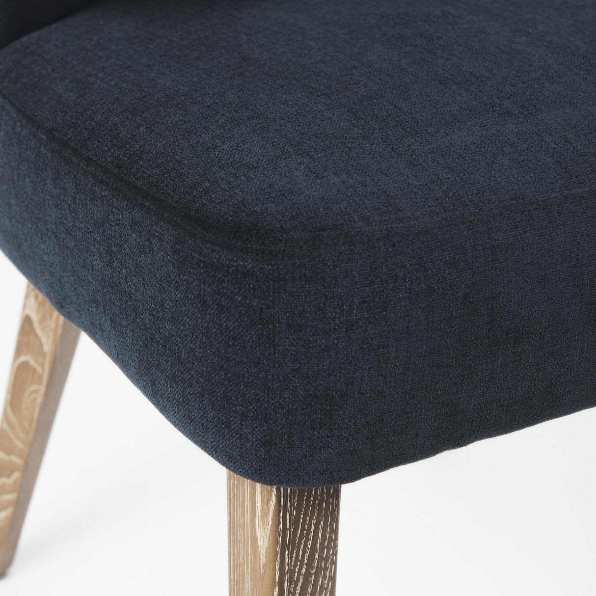 Mercana Niles 23.5L x 24.0W x 32.0H Navy Fabric Seat W/ Medium Brown Wooden Legs Wingback Dining Chair