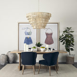 Mercana Niles 23.5L x 24.0W x 32.0H Navy Fabric Seat W/ Medium Brown Wooden Legs Wingback Dining Chair