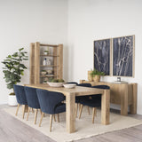 Mercana Niles 23.5L x 24.0W x 32.0H Navy Fabric Seat W/ Medium Brown Wooden Legs Wingback Dining Chair