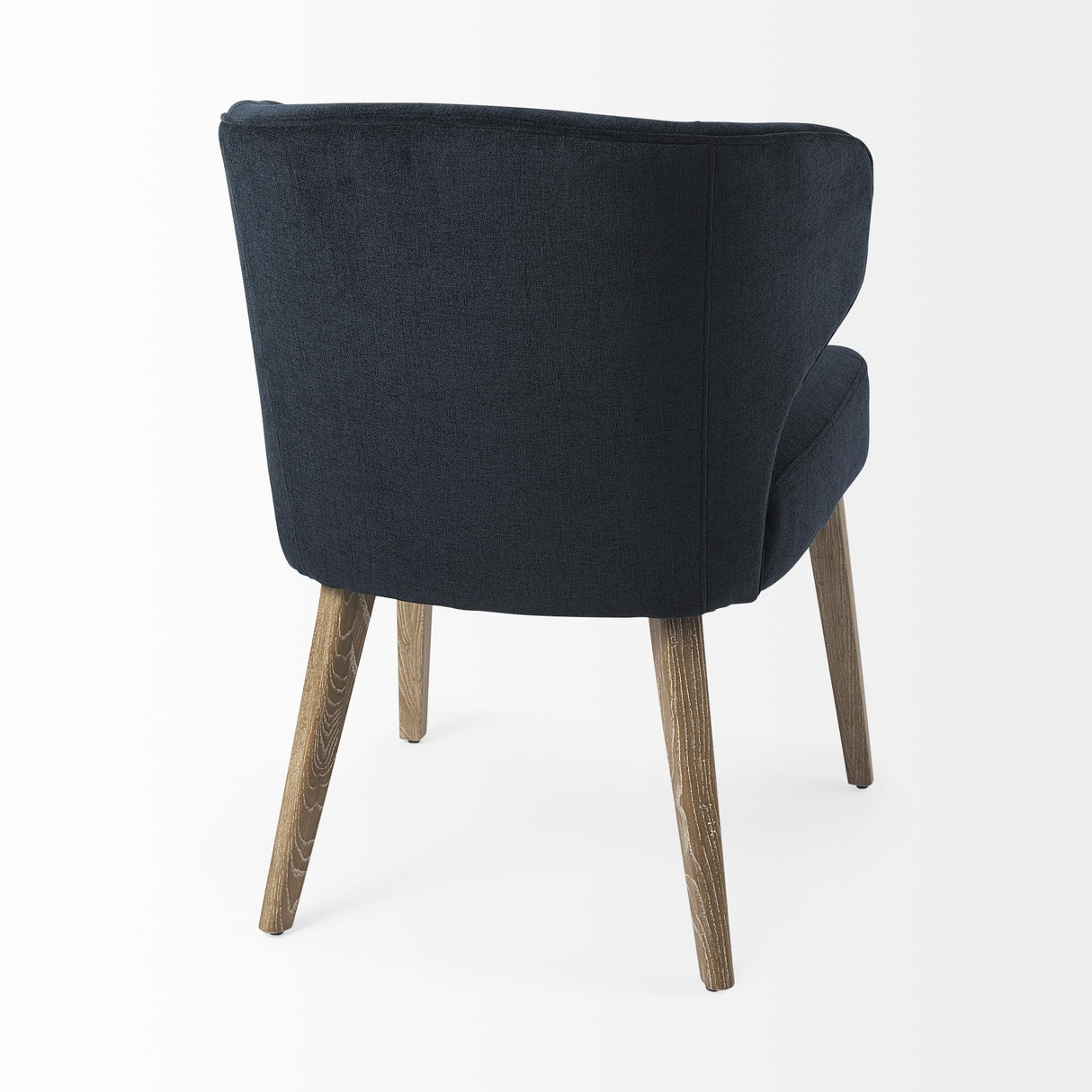 Mercana Niles 23.5L x 24.0W x 32.0H Navy Fabric Seat W/ Medium Brown Wooden Legs Wingback Dining Chair