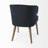 Mercana Niles 23.5L x 24.0W x 32.0H Navy Fabric Seat W/ Medium Brown Wooden Legs Wingback Dining Chair