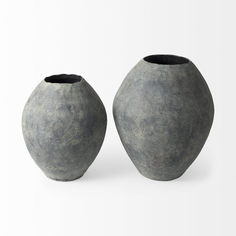 Mercana Gobi 20L x 23H Small Gray Ceramic Oval Vase