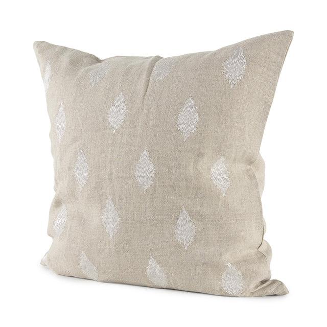 Mercana Enya 18L x 18W Beige and Cream Fabric Patterned Decorative Pillow Cover