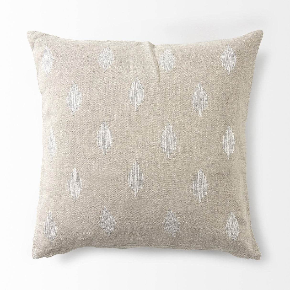 Mercana Enya 18L x 18W Beige and Cream Fabric Patterned Decorative Pillow Cover