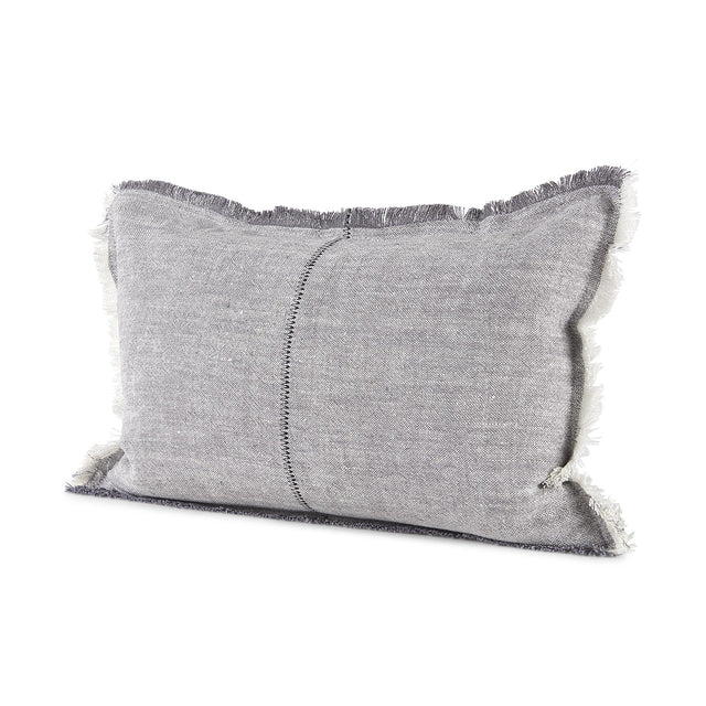 Mercana Thais 13L x 21W Gray Fabric Fringed Decorative Pillow Cover