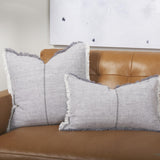 Mercana Thais 13L x 21W Gray Fabric Fringed Decorative Pillow Cover