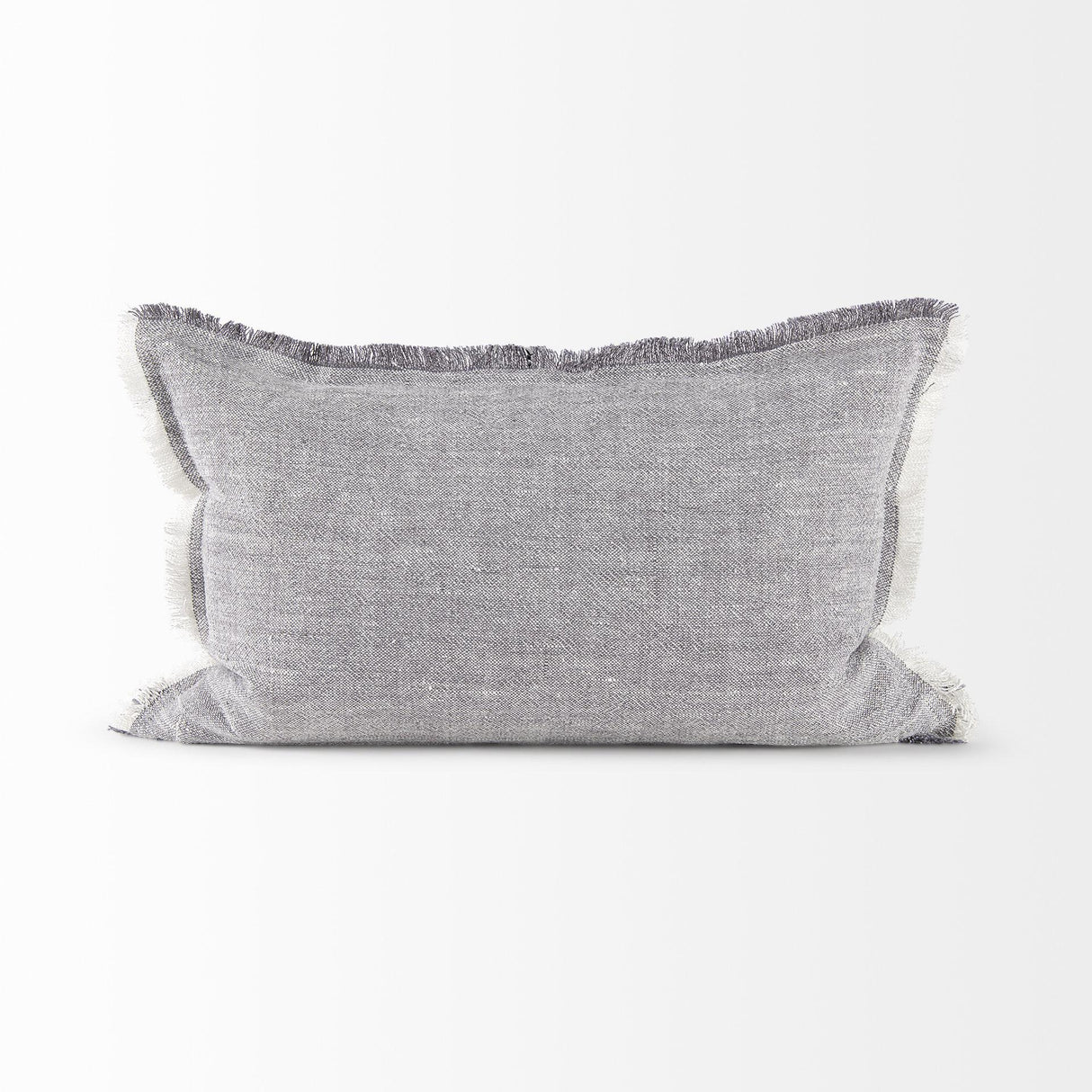 Mercana Thais 13L x 21W Gray Fabric Fringed Decorative Pillow Cover