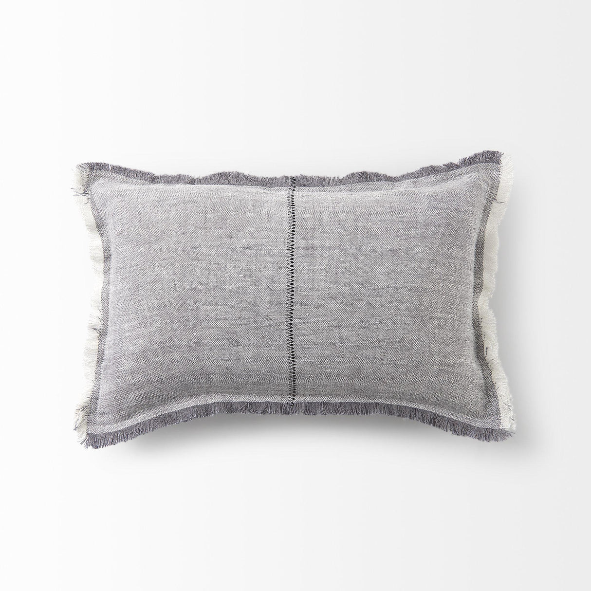 Mercana Thais 13L x 21W Gray Fabric Fringed Decorative Pillow Cover
