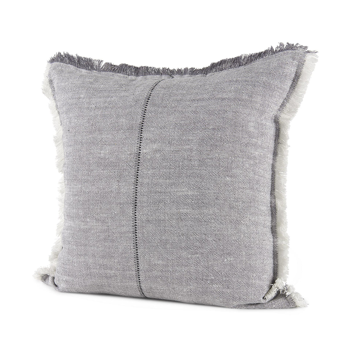 Mercana Thais 20L x 20W Blue and Cream Fringed Decorative Pillow Cover