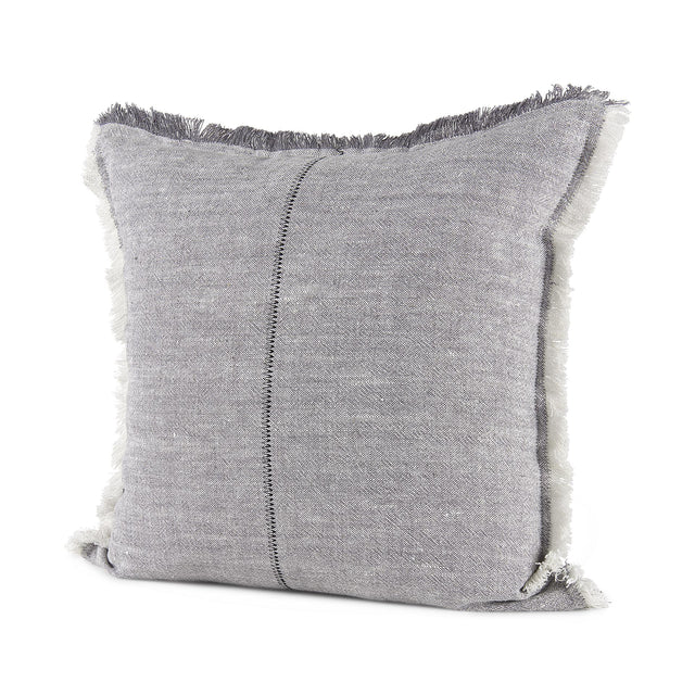 Mercana Thais 20L x 20W Blue and Cream Fringed Decorative Pillow Cover