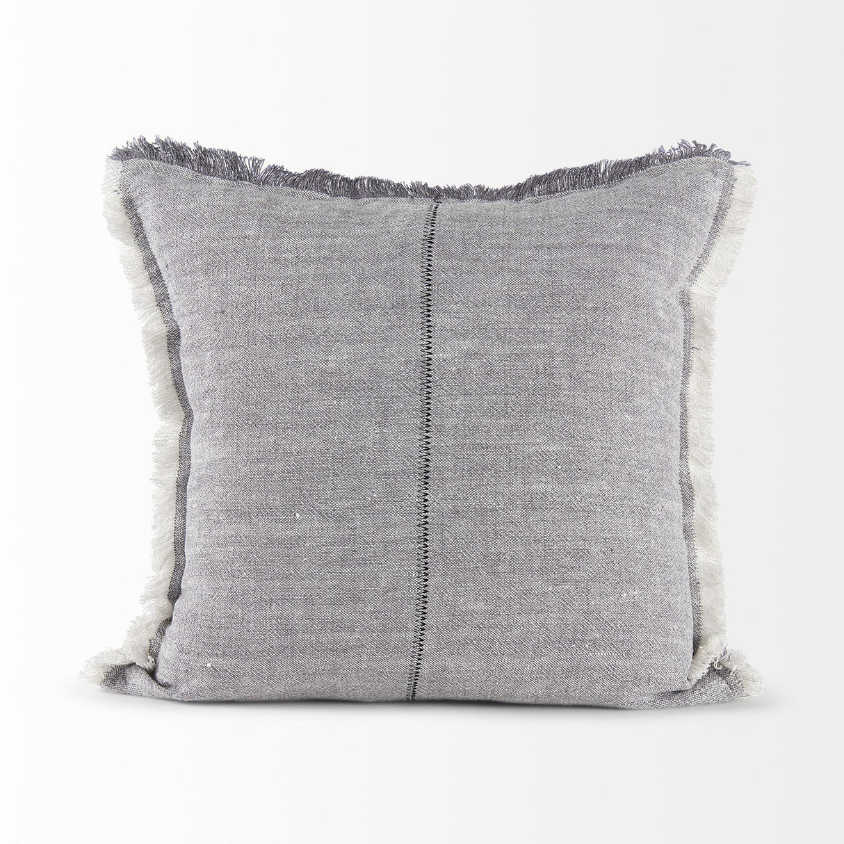 Mercana Thais 20L x 20W Blue and Cream Fringed Decorative Pillow Cover