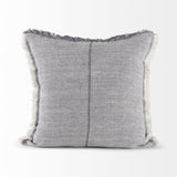 Mercana Thais 20L x 20W Blue and Cream Fringed Decorative Pillow Cover
