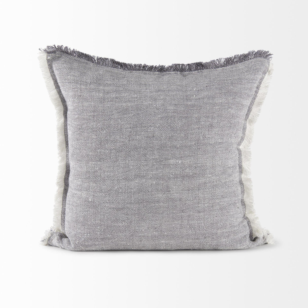 Mercana Thais 20L x 20W Blue and Cream Fringed Decorative Pillow Cover