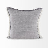 Mercana Thais 20L x 20W Blue and Cream Fringed Decorative Pillow Cover