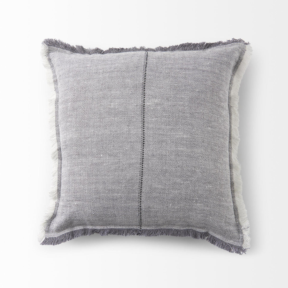 Mercana Thais 20L x 20W Blue and Cream Fringed Decorative Pillow Cover