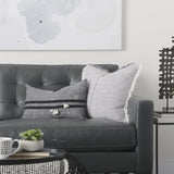 Mercana Sibyl 13L x 21W Black Fabric Striped and White Fringed Decorative Pillow Cover