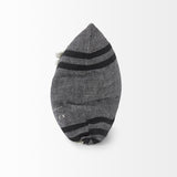 Mercana Sibyl 18L x 18W Black Fabric Striped and White Fringed Decorative Pillow Cover