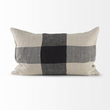 Mercana Raquel 13L x 21W Beige and Black Fabric Plaid Decorative Pillow Cover