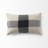 Mercana Raquel 13L x 21W Beige and Black Fabric Plaid Decorative Pillow Cover