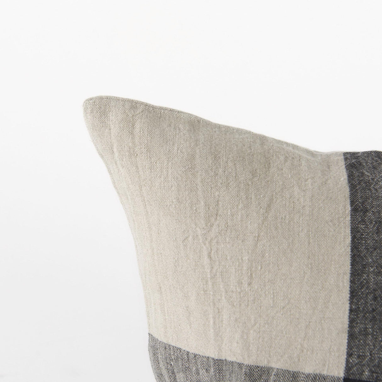 Mercana Raquel 18L x 18W Beige and Black Fabric Plaid Decorative Pillow Cover