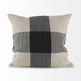 Mercana Raquel 18L x 18W Beige and Black Fabric Plaid Decorative Pillow Cover