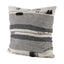 Mercana Thalia 18L x 18W Black and Beige Fabric Striped and Fringed Decorative Pillow Cover