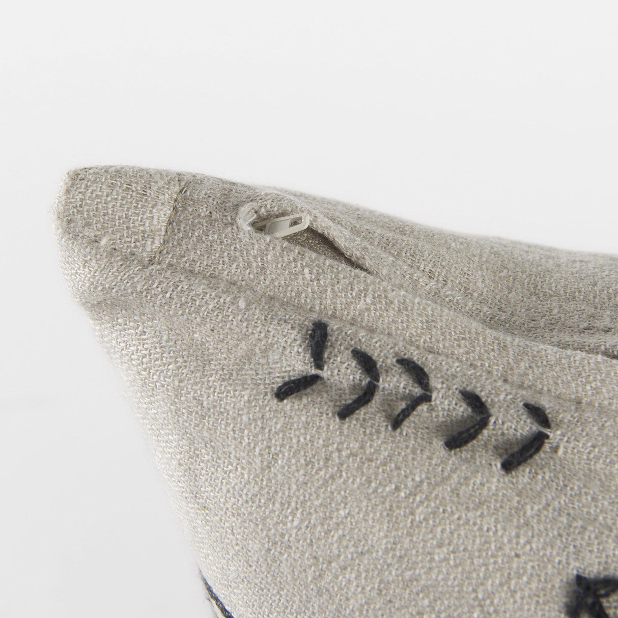 Mercana Thalia 18L x 18W Black and Beige Fabric Striped and Fringed Decorative Pillow Cover