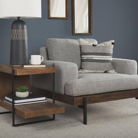 Mercana Thalia 18L x 18W Black and Beige Fabric Striped and Fringed Decorative Pillow Cover