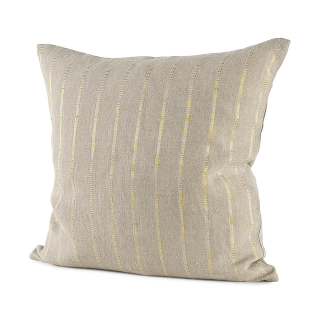 Mercana Danika 18 x 18 Beige and Gold Fabric Decorative Pillow Cover