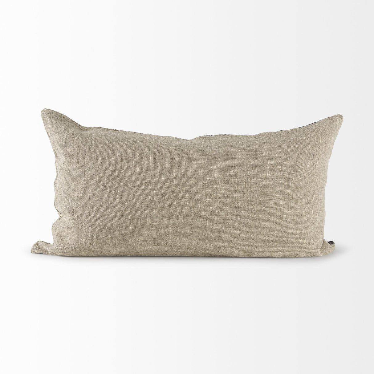 Mercana Isolde 14L x 26W Beige and Black Fabric Color Blocked Decorative Pillow Cover
