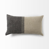 Mercana Isolde 14L x 26W Beige and Black Fabric Color Blocked Decorative Pillow Cover