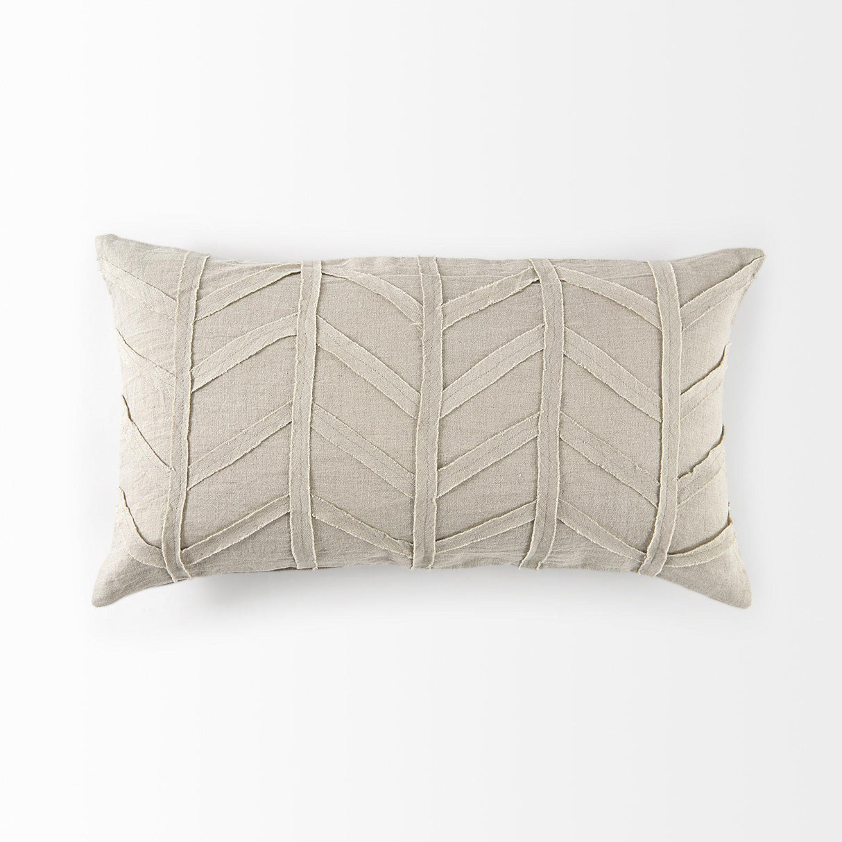 Mercana Ivivva 14L x 26W Beige Fabric Textured Decorative Pillow Cover