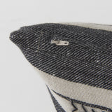 Mercana Thalia 13L x 21W Black and Beige Fabric Striped and Fringed Decorative Pillow Cover