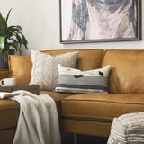 Mercana Thalia 13L x 21W Black and Beige Fabric Striped and Fringed Decorative Pillow Cover