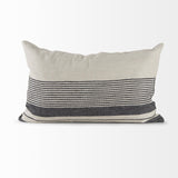 Mercana Thalia 13L x 21W Black and Beige Fabric Striped and Fringed Decorative Pillow Cover