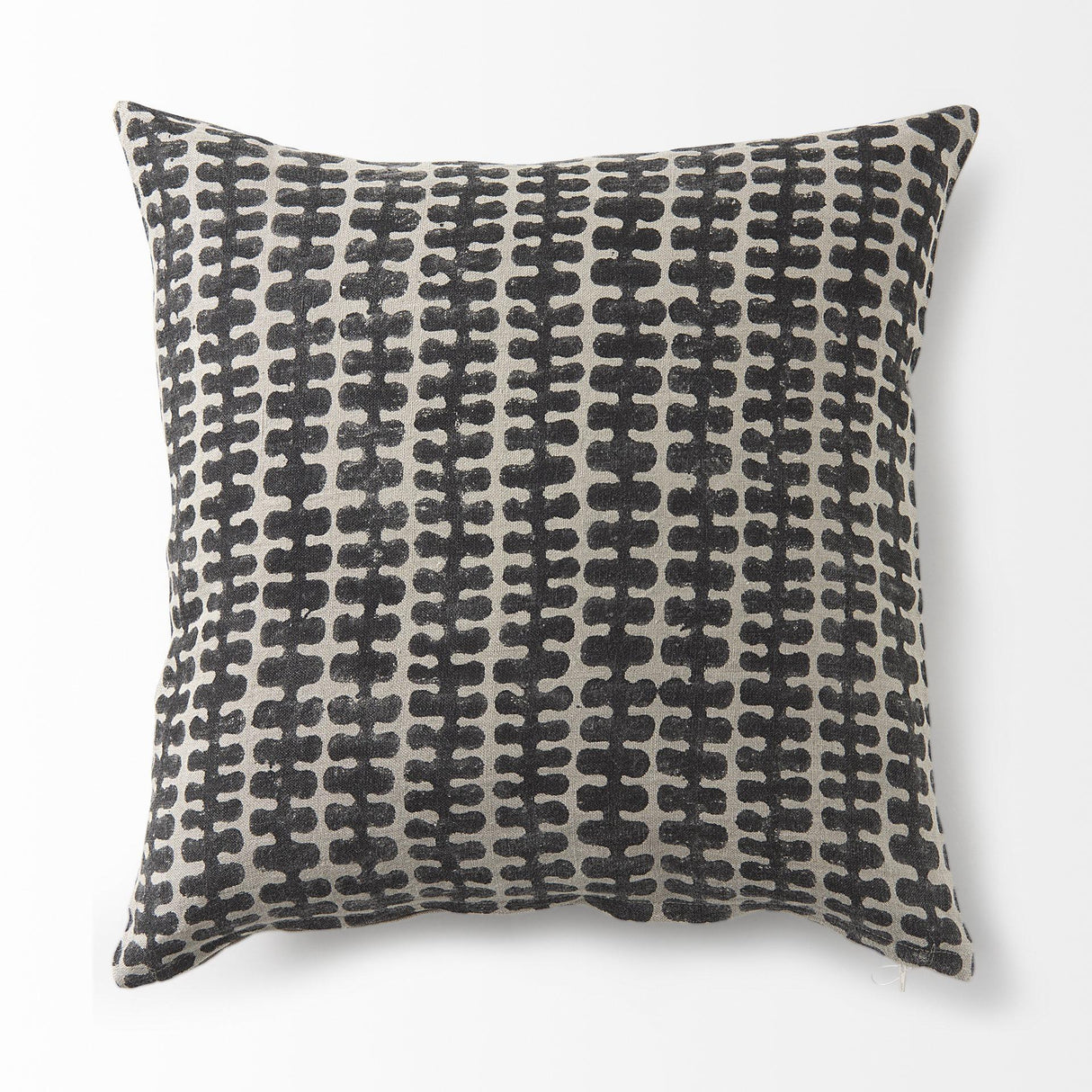 Mercana Miriam 18L x 18W Beige and Black Fabric Patterned Decorative Pillow Cover