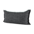 Mercana Malia 14L x 26W Black and Teal Fabric Fringed Decorative Pillow Cover