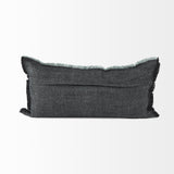 Mercana Malia 14L x 26W Black and Teal Fabric Fringed Decorative Pillow Cover