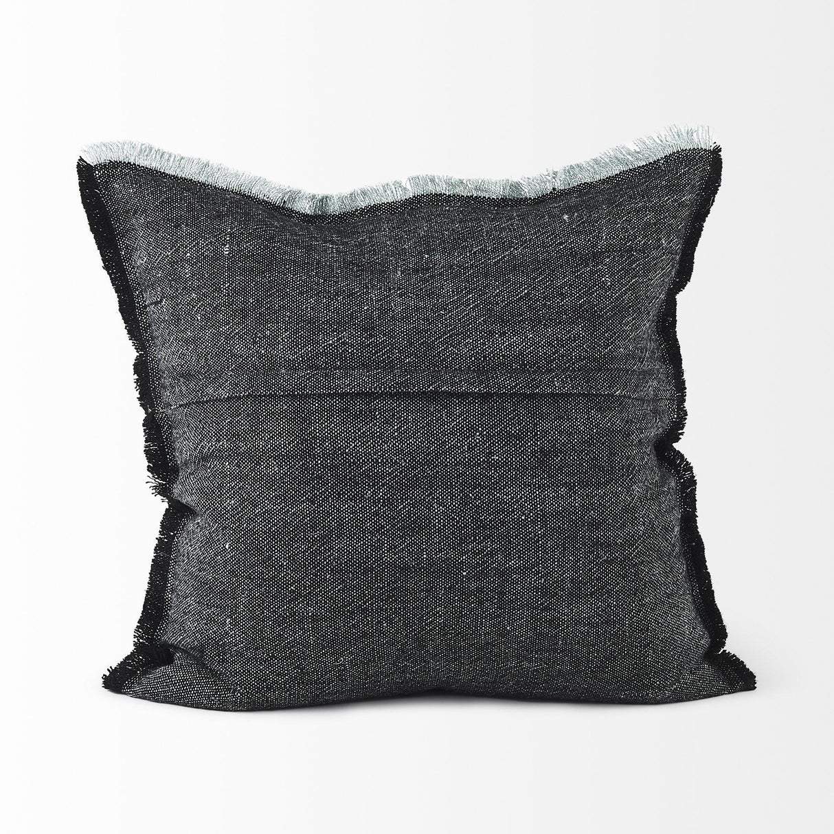 Mercana Malia 20L x 20W Black and Teal Fabric Fringed Pillow Cover