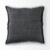 Mercana Malia 20L x 20W Black and Teal Fabric Fringed Pillow Cover