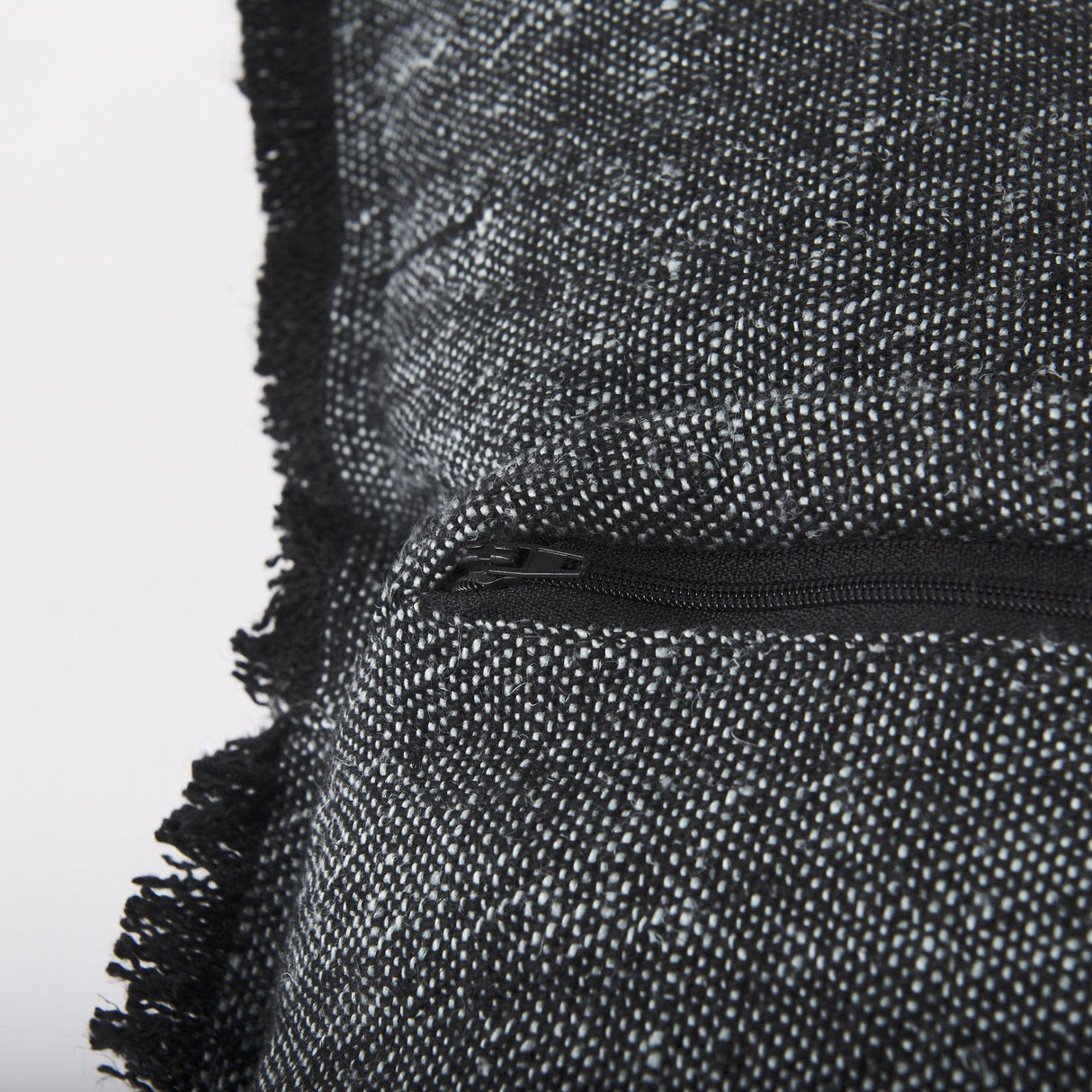 Mercana Malia 20L x 20W Black and Teal Fabric Fringed Pillow Cover